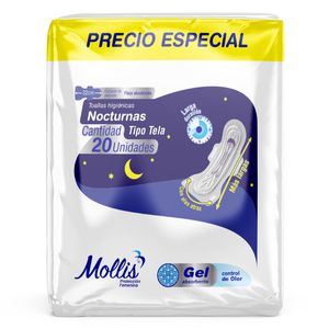Toallas Higiénicas Mollis Nocturnas Blancas x 20 unds