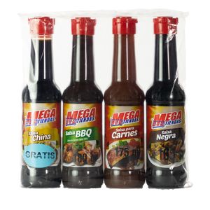 Salsas Megatiendas Negra + Carnes + BBQ. Gratis China x 1 und