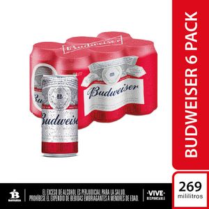 Cerveza Budweiser Lata 6 unds x 269 ml c/u