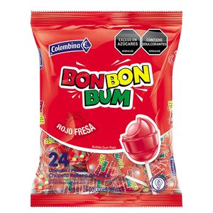 Bombon Bon Bon Bum Rojo Fresa 24 unds x 19 g c/u
