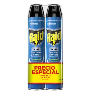 Insecticida Raid Elimina Voladores 2 unds x 400 ml