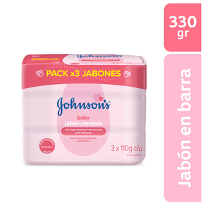 Jabón de Tocador Johnson's Baby Humectante 3 unds x 110 g c/u