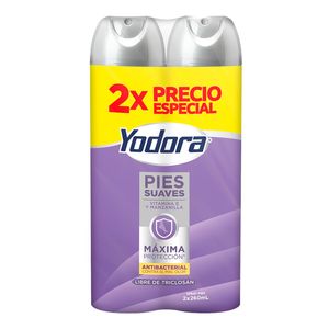 Desodorante en Aerosol Yodora Suave para Pies 2 unds x 260 ml c/u