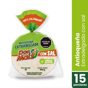 Arepa Don Maíz Extra delgada 15 unds x 60 g c/u