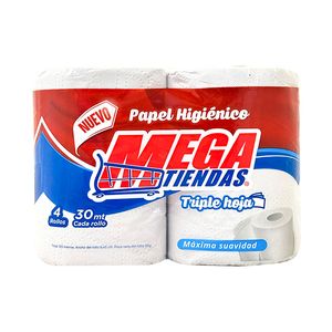 Papel Higiénico Megatiendas Triple Hoja x 30 m x 4 und