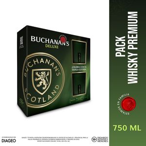 Whisky Buchanan's Deluxe x 750 ml + 2 vasos