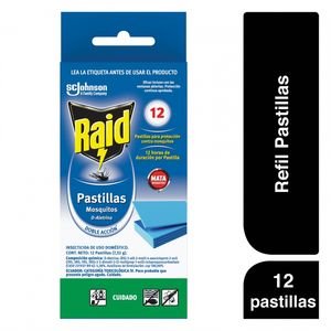 Insecticida Raid Pastillas Laminadas para Mosquitos x 12 und