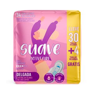 Toalla Higiénica Suave Active Care Delicada x 30 unds Gratis 2 unds