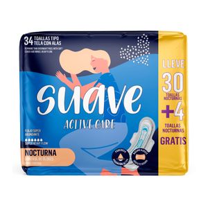 Toalla Higiénica Suave Active Care Nocturna x 30 und Gratis 4 unds