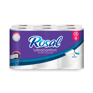 Papel Higiénico Rosal Plus G Ultraconfort Triple Hojas x 12 unds