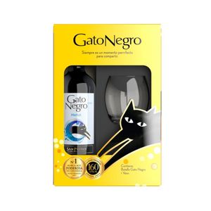 Vino Gato Negro Merlot x 750 ml gratis Vaso