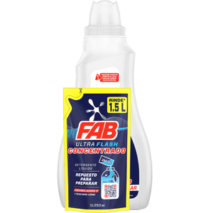 Detergente Líquido Fab Ultra Concentrado x 250 ml + Botella