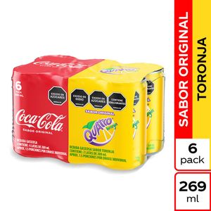 Gaseosa Coca Cola 4 unds x 269 ml c/u + Quatro 2 unds x 269 ml c/u