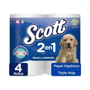 Papel Higiénico Scott Cuidado Completo 2 en 1 x 4 unds