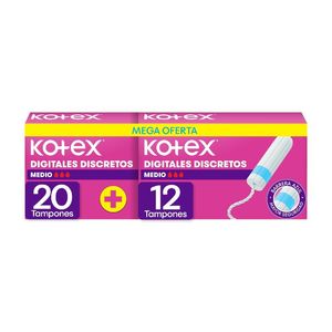 Tampón Kotex x 20 unds + Tampón Mediano x 12 unds