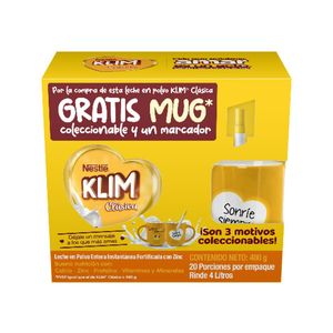 Leche en Polvo Klim Clásica x 480 g gratis Mug