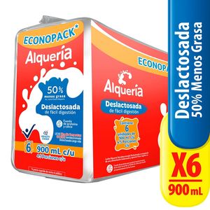 Leche Deslactosada Alquería 6 unds x 900 ml c/u