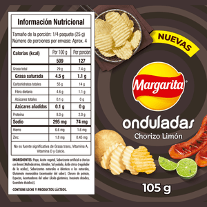 Papas Margarita Chorizo Limón x 105 g