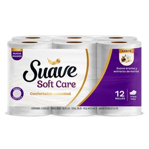 Papel Higiénico Suave Soft Care 12 unds x 28 metros c/u