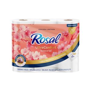 Papel Higiénico Rosal Ultracómodo Sensorial 9 unds x 24 metros c/u